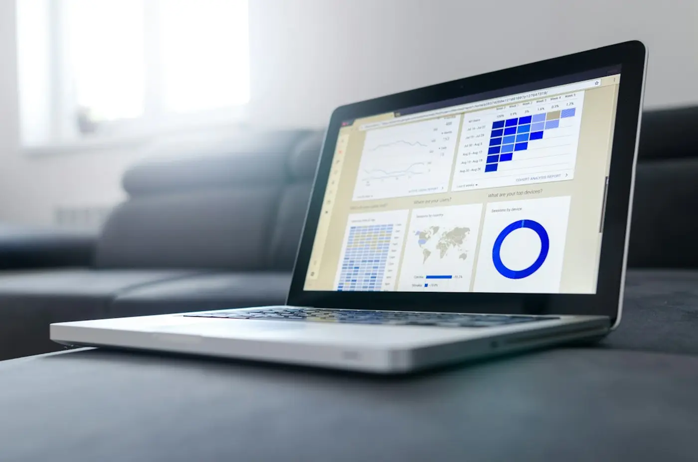 Business dashboard on a laptop
