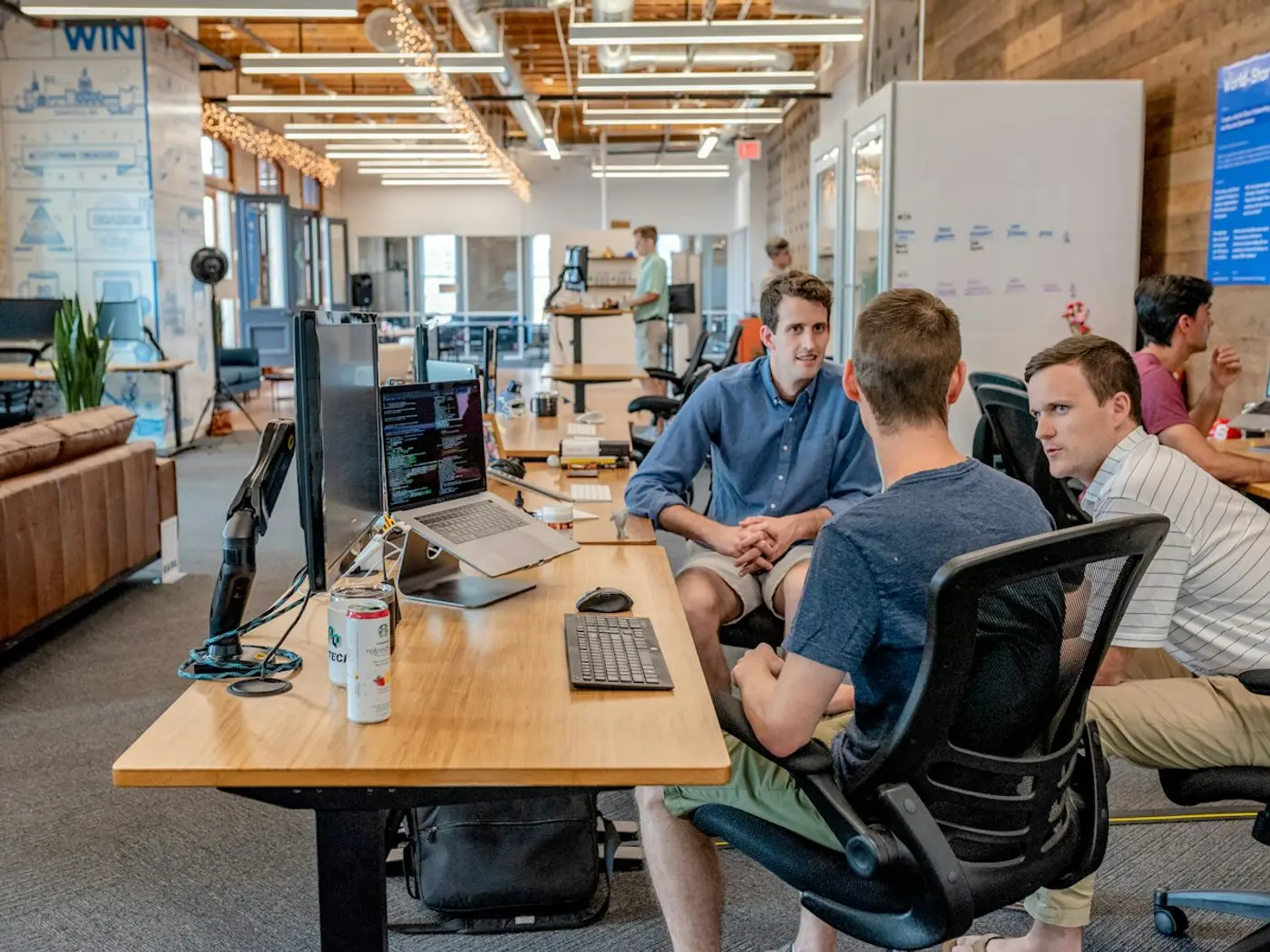 Team collaborating in an open office