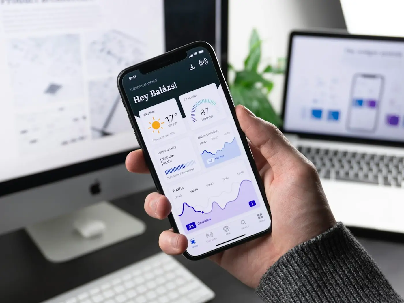 Mobile app on a smartphone