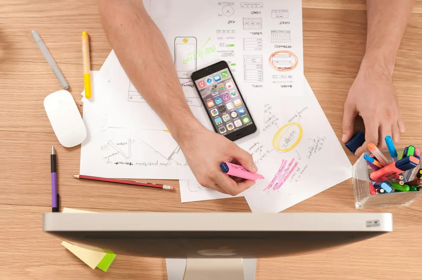 Designer sketching a website layout
